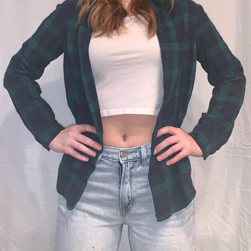 Dark green and black flannel